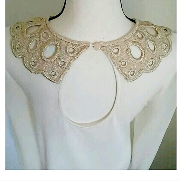 🌹 KIMCHI BLUE | Cream and Gold Blouse - Picture 7 of 8